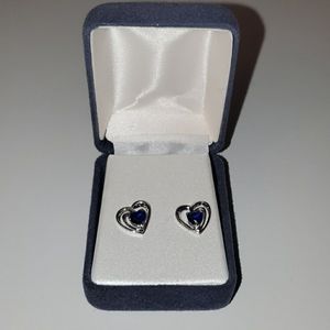 Sterling silver Saphire heart earrings
